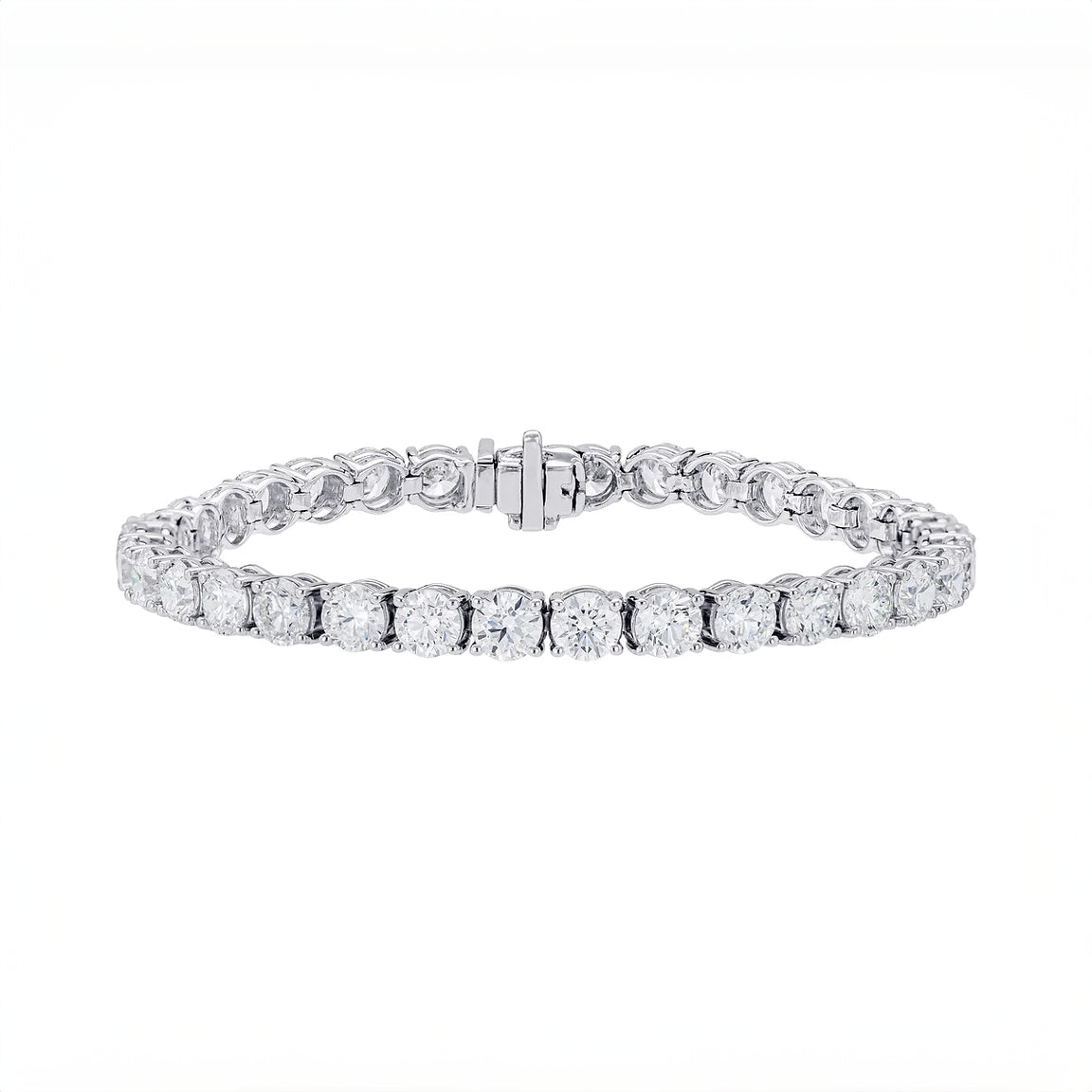 Classic round diamond tennis bracelet invisible clasp