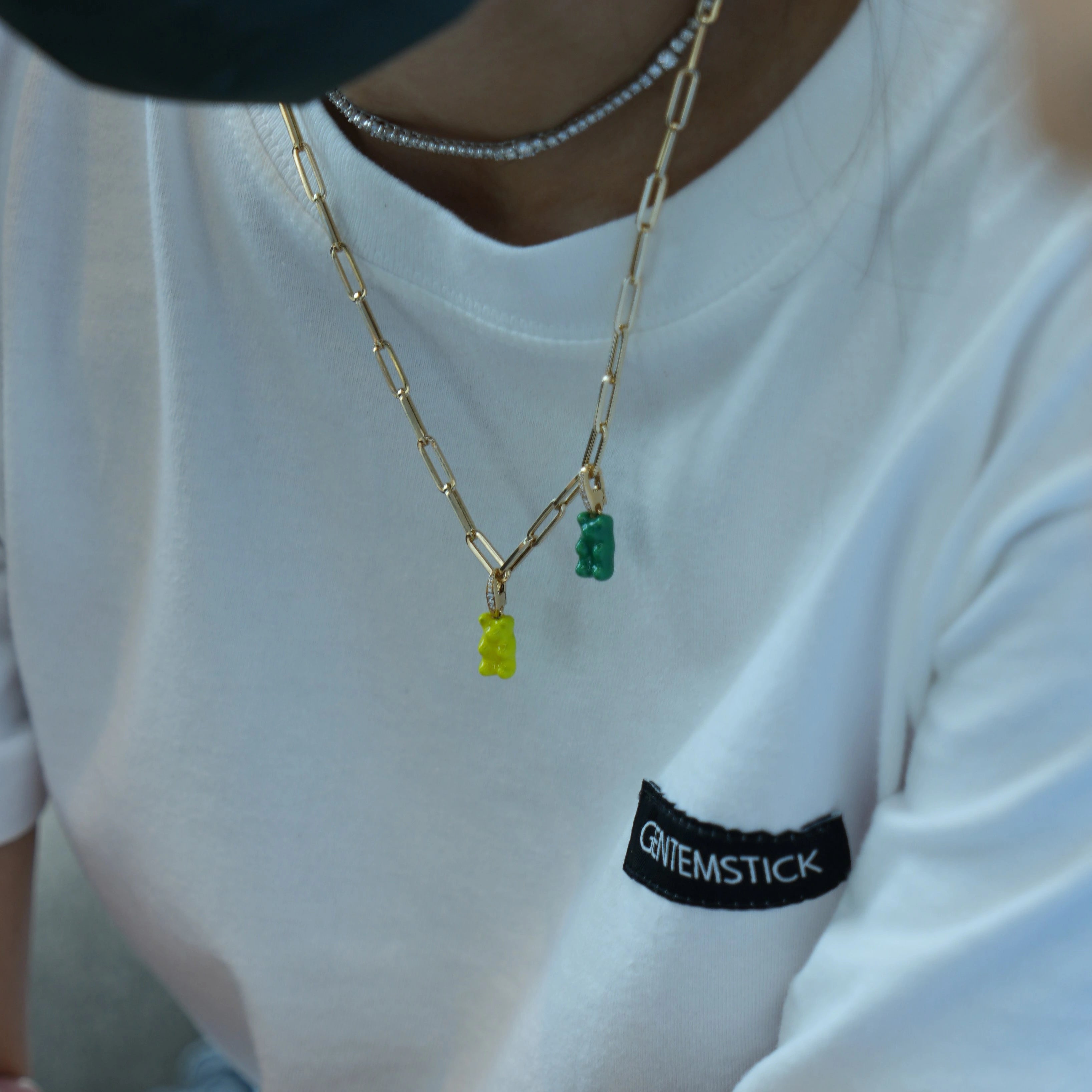 Diamond Gummy Bear Necklace - Green