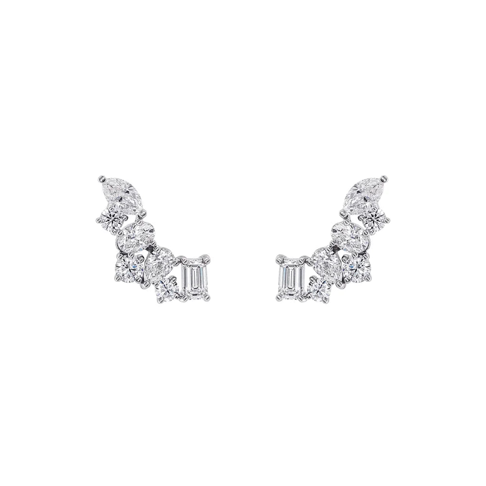 White gold Diamond Ear Climber on white background