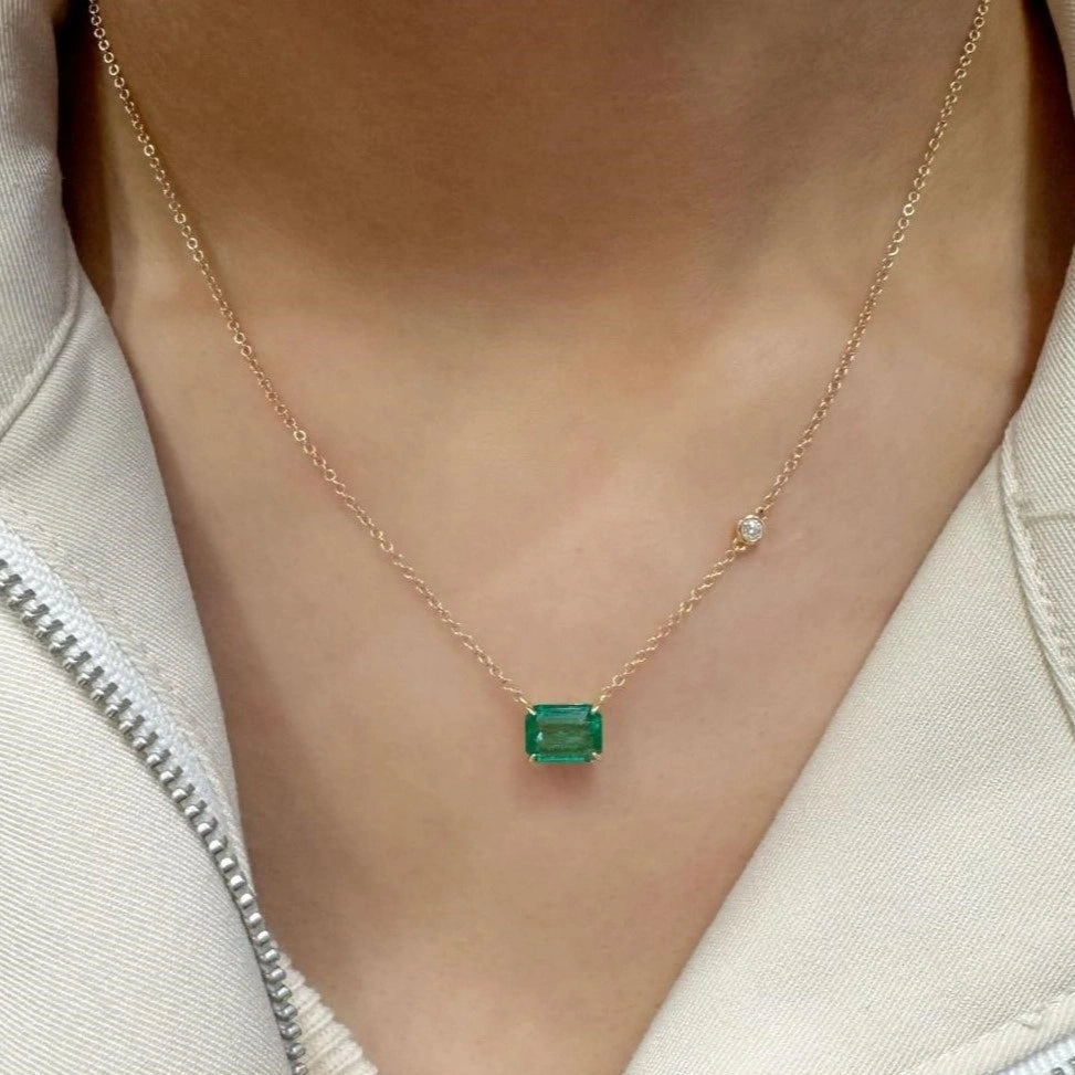 Sideway Emerald Necklace