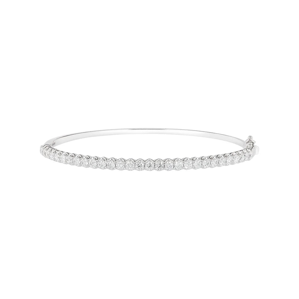 White Gold Everyday Line Bangle on white background.