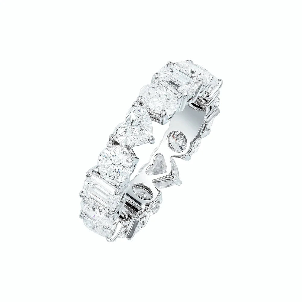 White Gold Fancy Shape Eternity Ring on white background