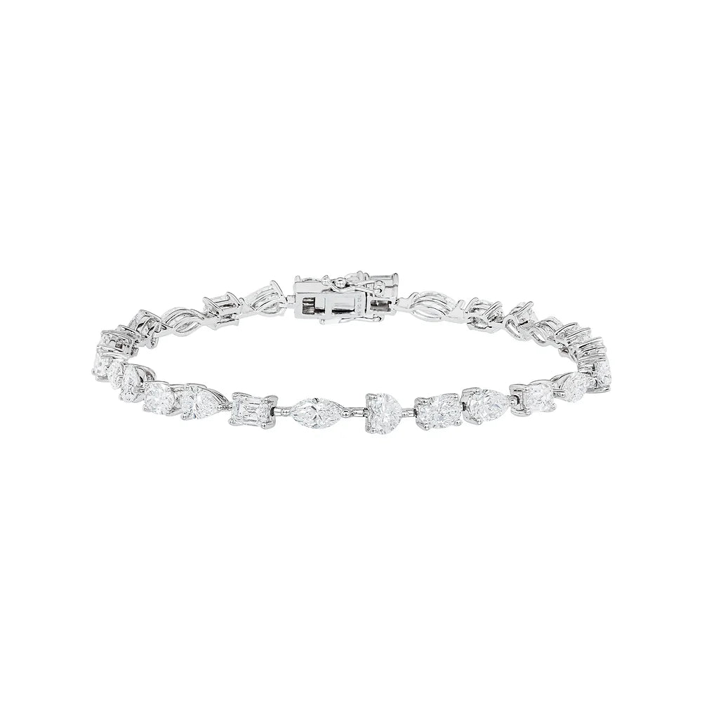 Natural diamond fancy shape tennis bracelet in white background