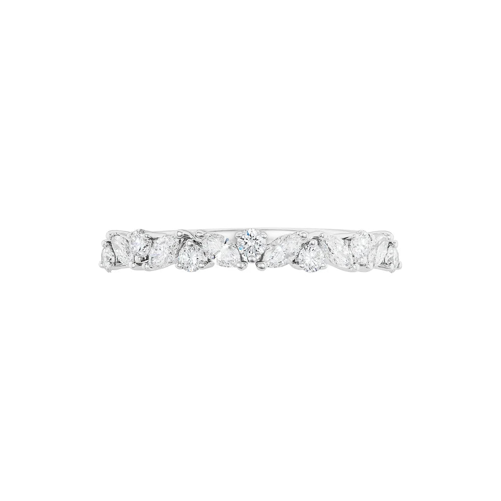 White gold Marquise and Round Diamond Eternity Ring on white background