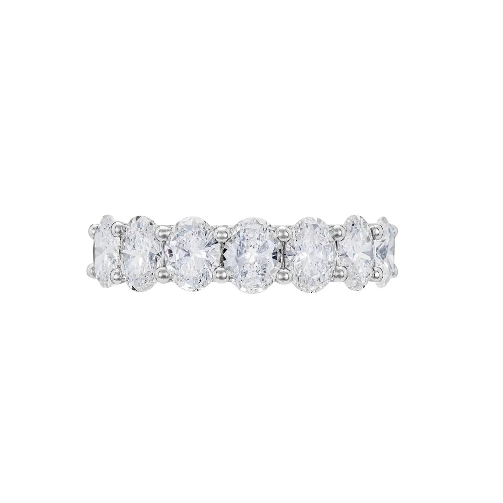 White Gold Oval Eternity Ring on white background