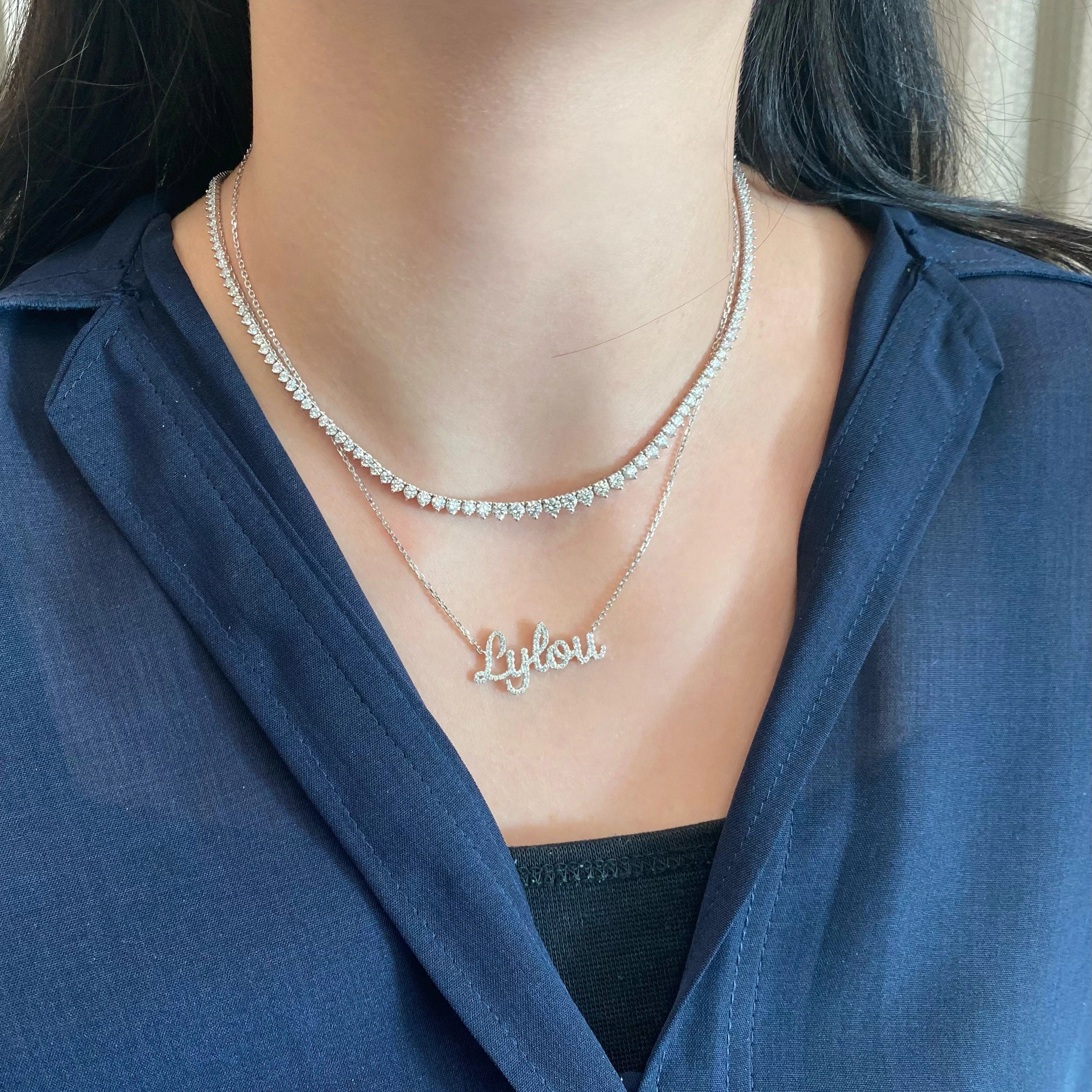 Personalized Diamond Script One Name Necklace