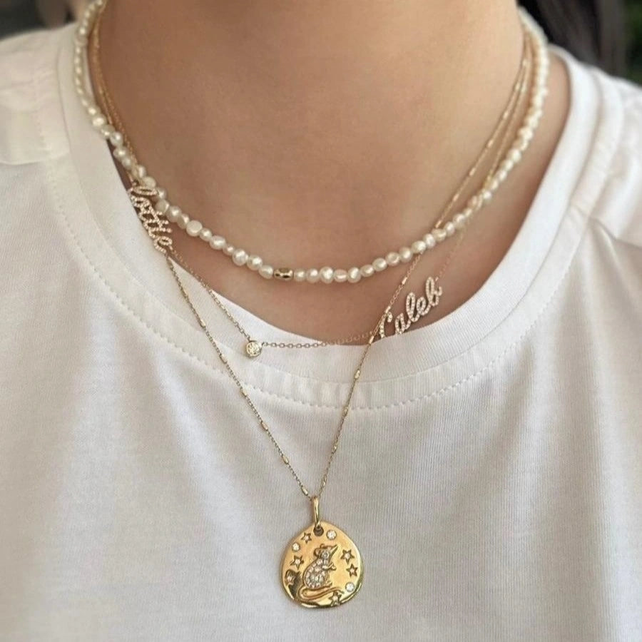 Personalized Diamond Script Two Name Necklace