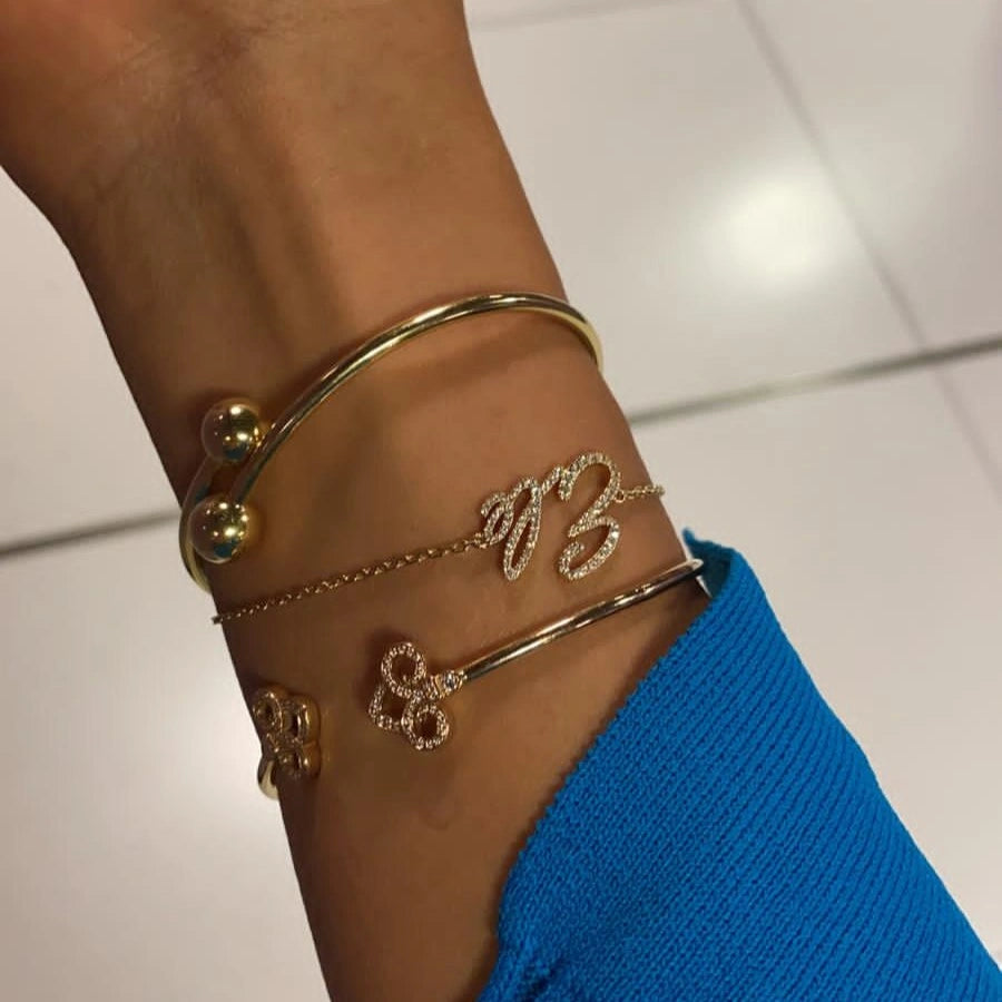 Wearing multiple diamond bracelet and bangle