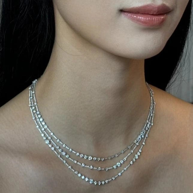 Three Layered Diamond Necklace