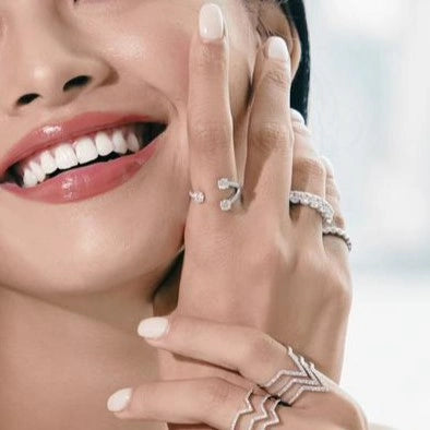 Three Dot Diamond Open Ring