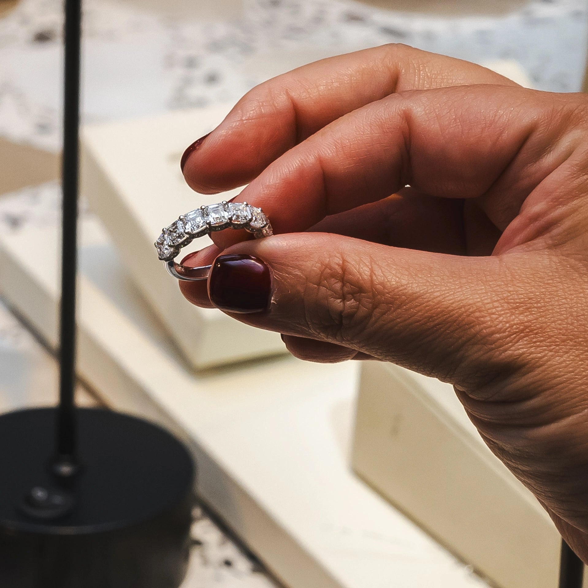 Asscher Cut Half Eternity Ring