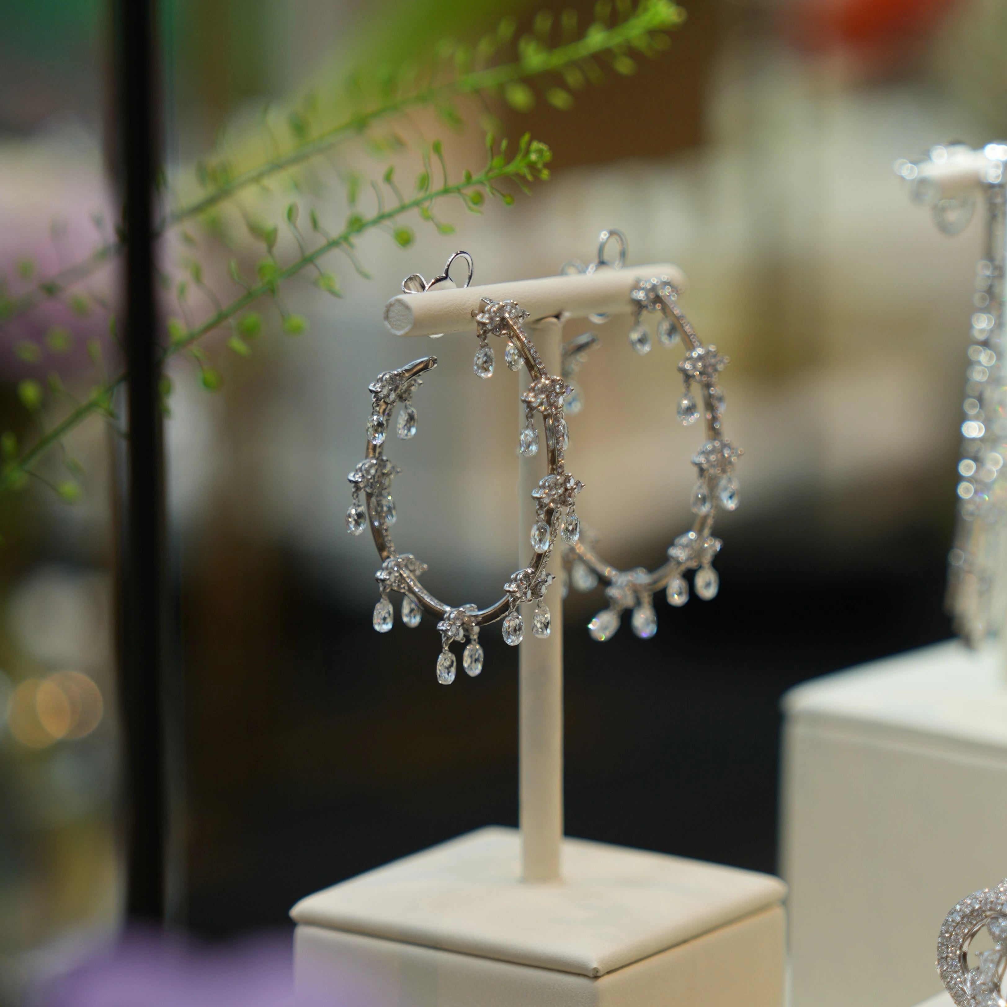 Briolette Diamond Hoops