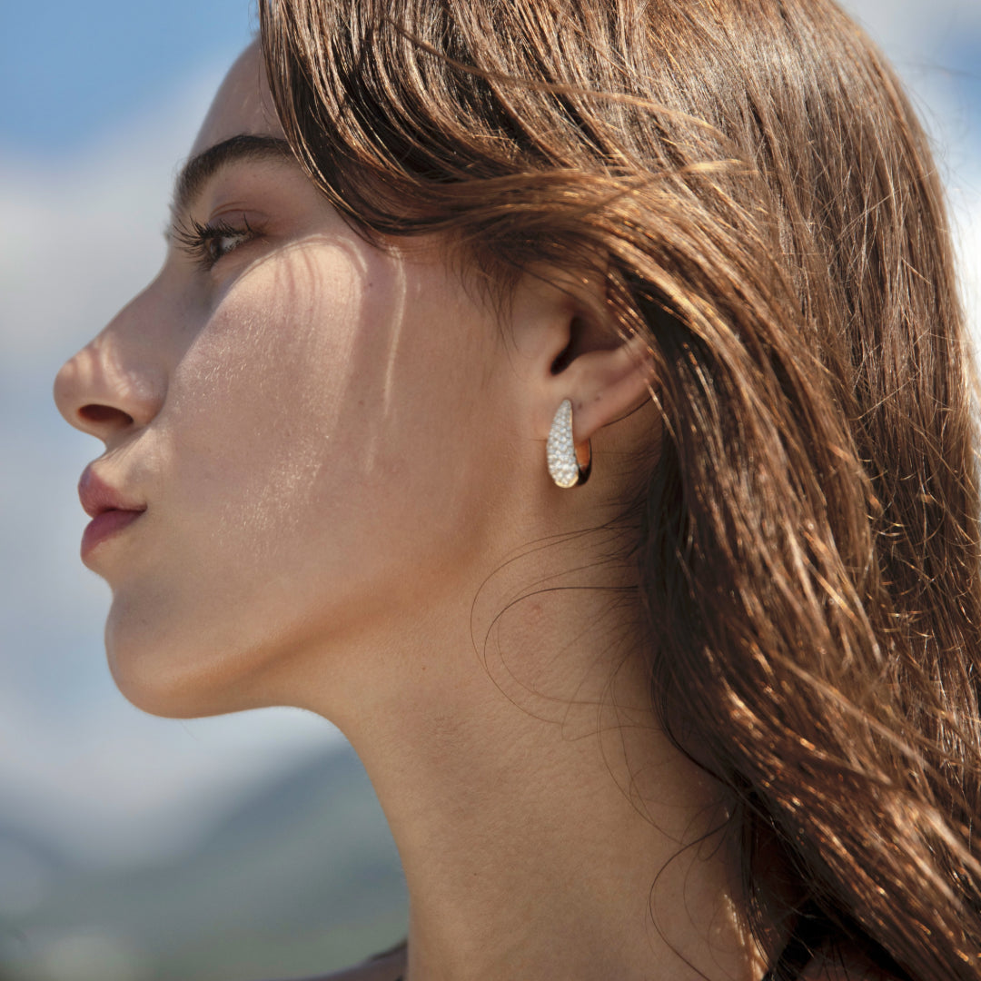 Chubby Pave Diamond Hoops