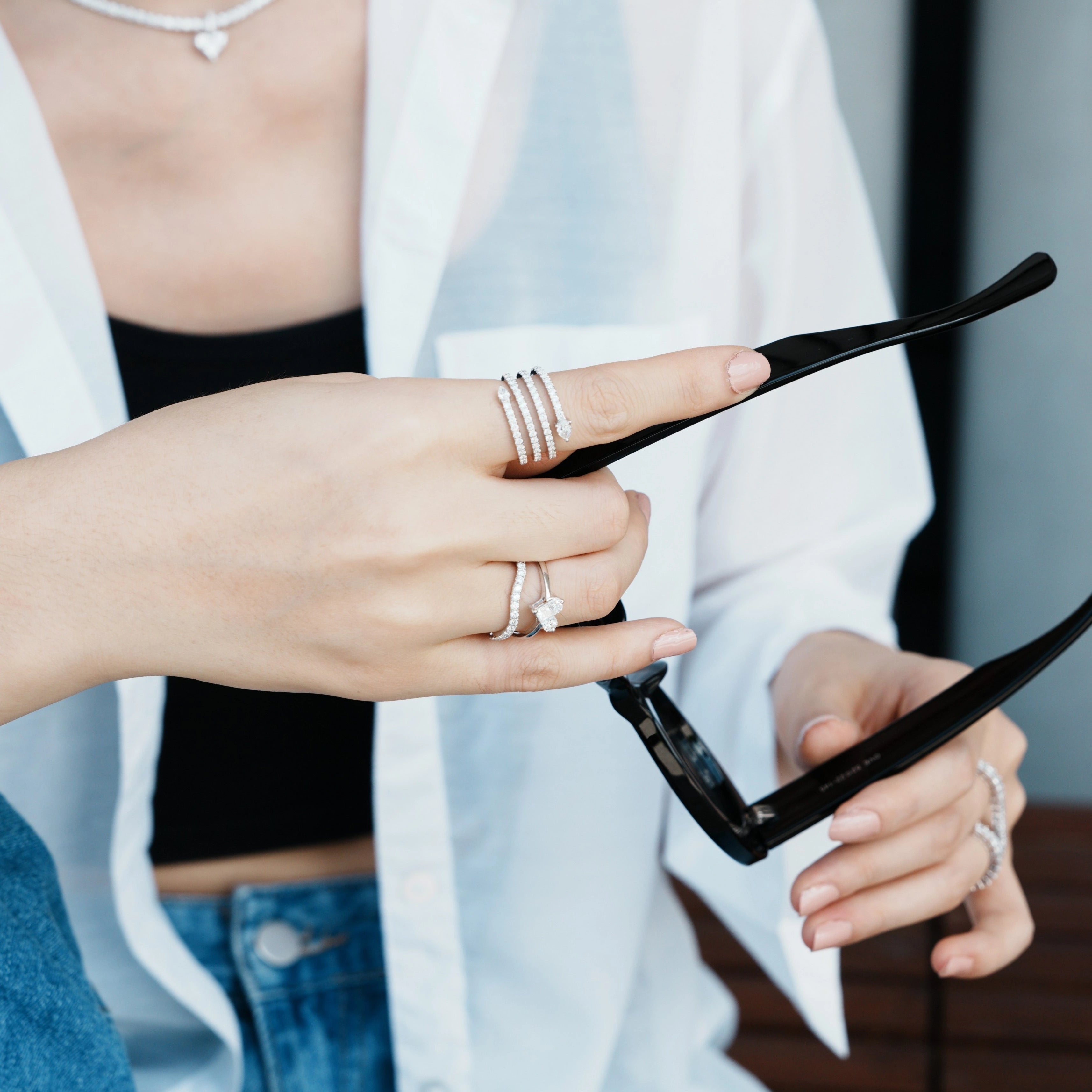 Coil Ring with Pear Shaped Diamonds