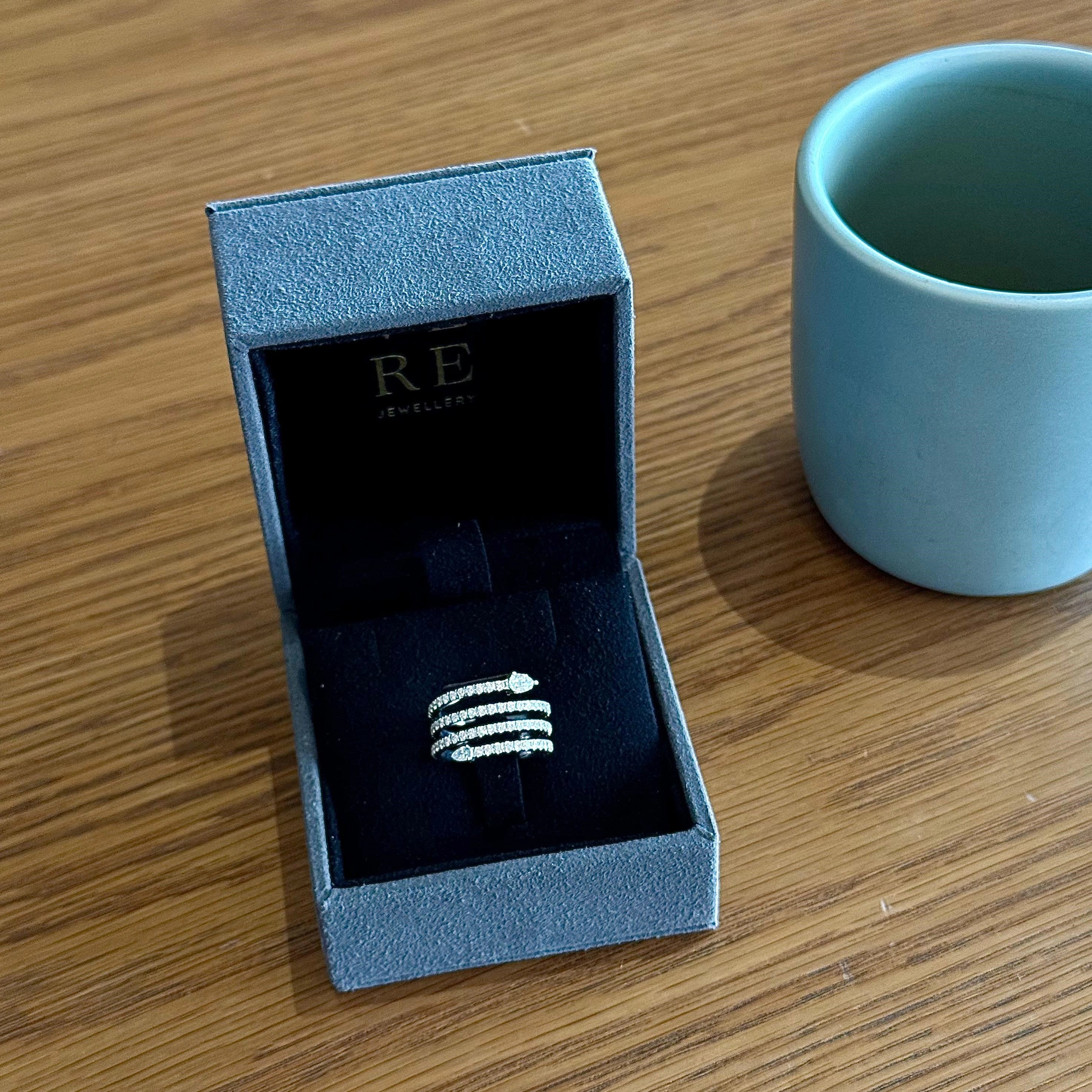 Coil Ring with Pear Shaped Diamonds