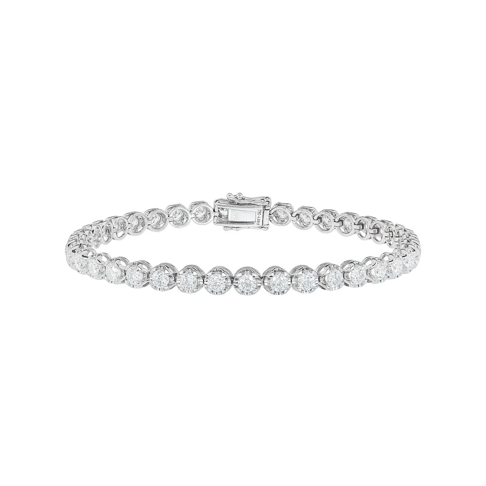 White Gold Cupcake Diamond Tennis Bracelet on white background.
