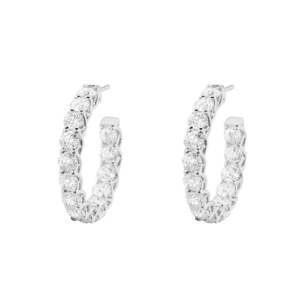 White Gold Day & Night Diamond Hoops on white background