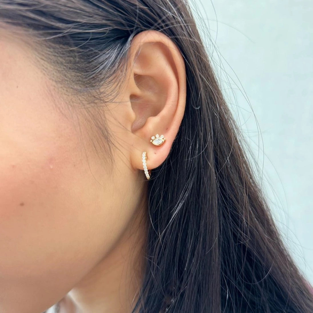 Heart-Shaped Diamond Hoops