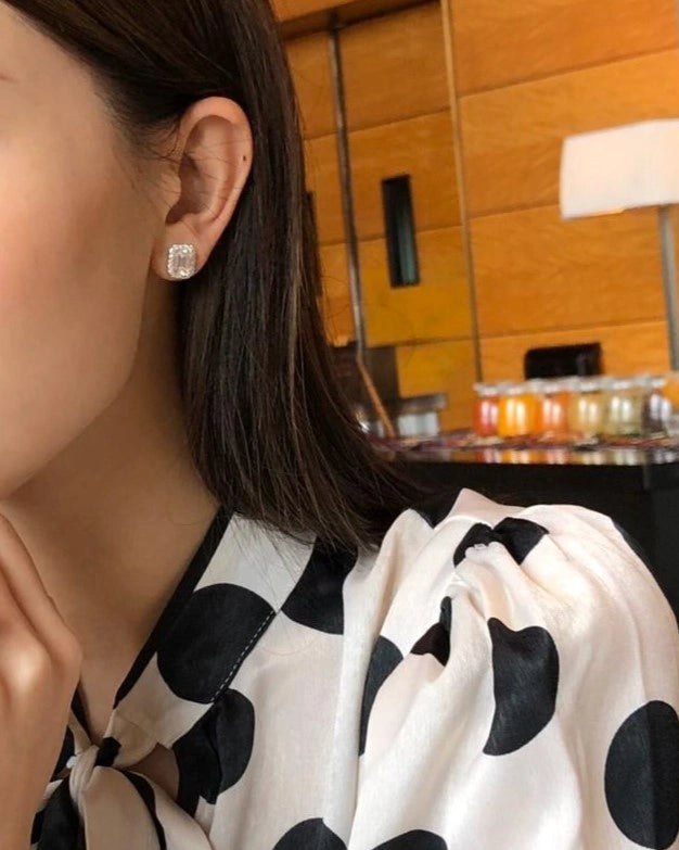 Illusion Emerald Cut Diamond Studs