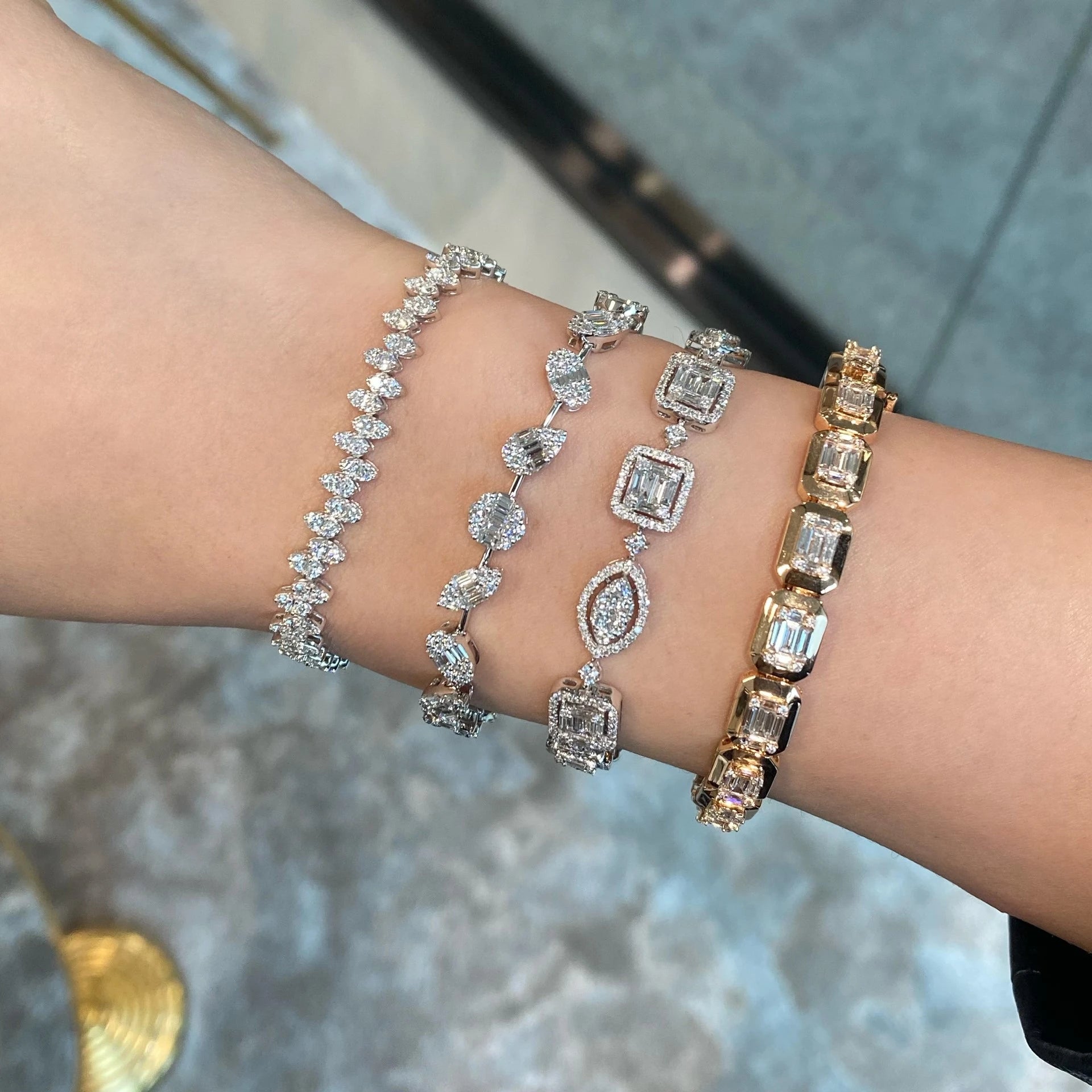 Illusion Multishape Diamond Bracelet