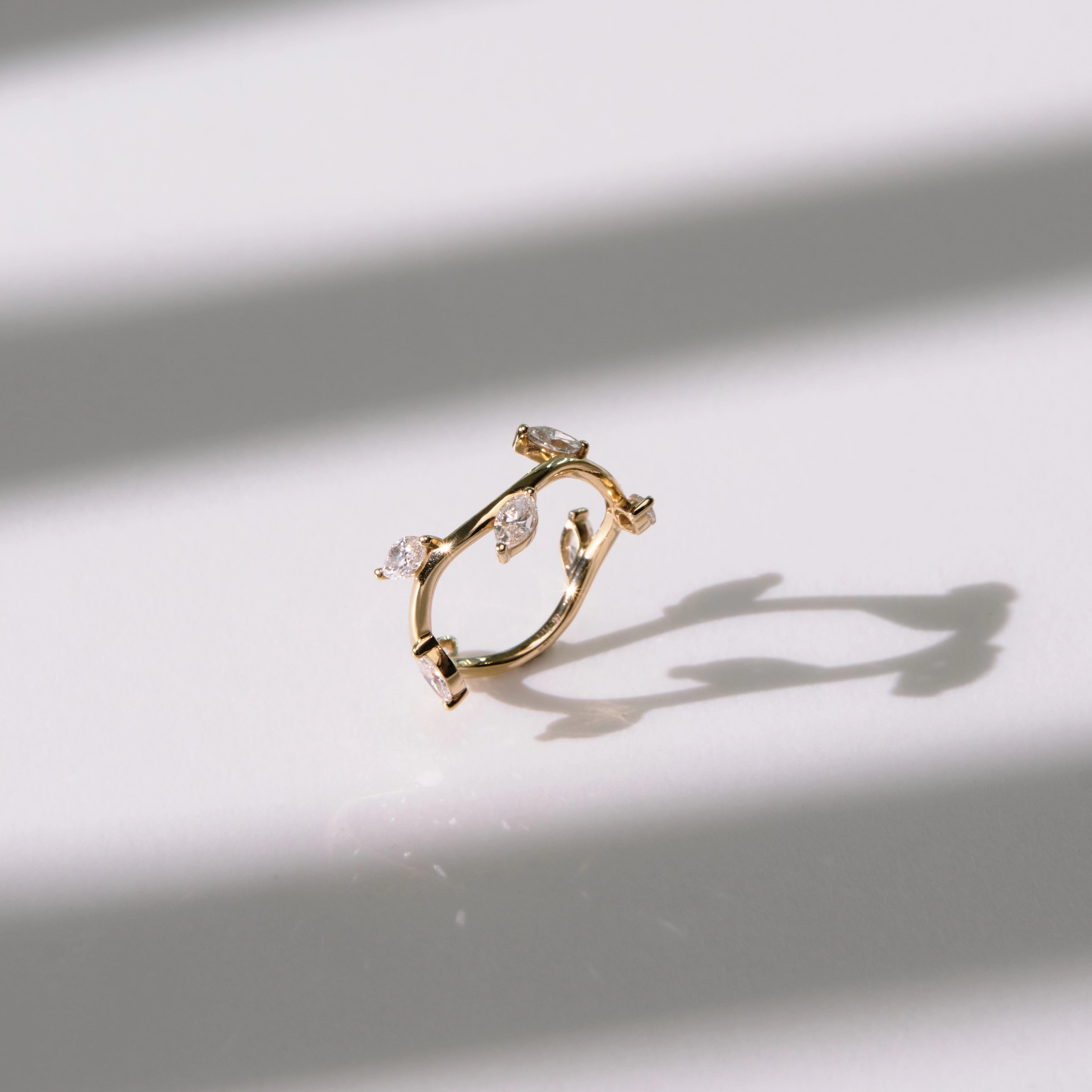 Yellow Gold ring with Marquise diamonds