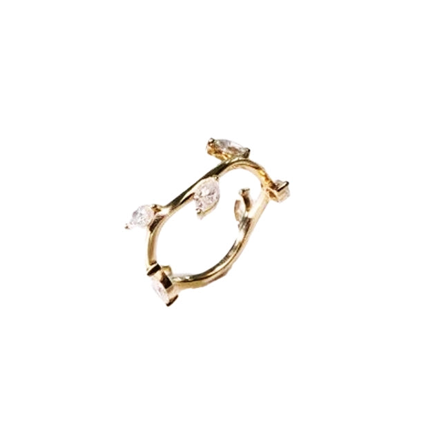 Yellow gold Marquise Vine Ring on white background