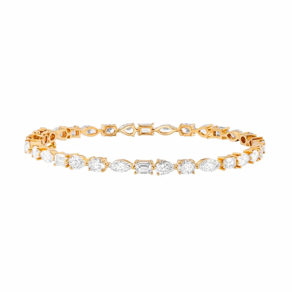 Rose Gold multi-shape Diamond Bracelet  on white background.