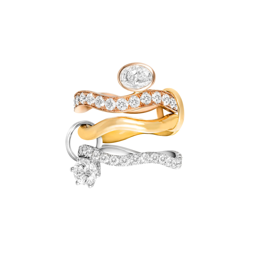 Organic Trio Diamond Ring on white background
