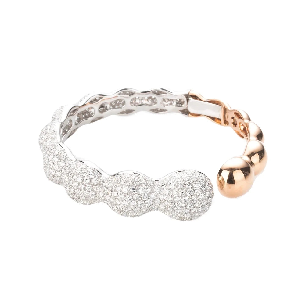 Rose Gold Pea Pod Diamond Bangle on white background