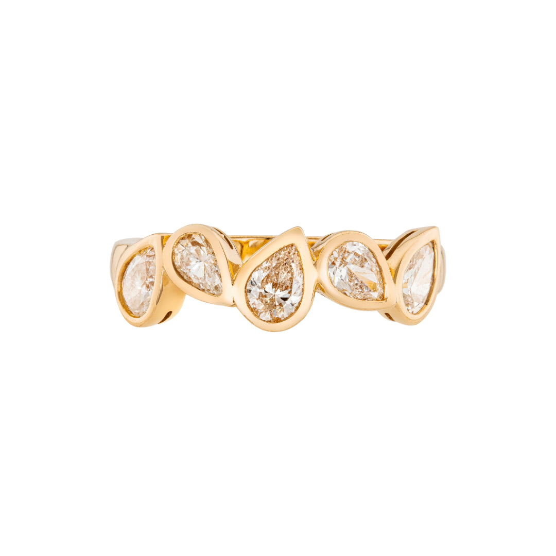 Rose Gold Pear Shaped Bezel Ring on white background