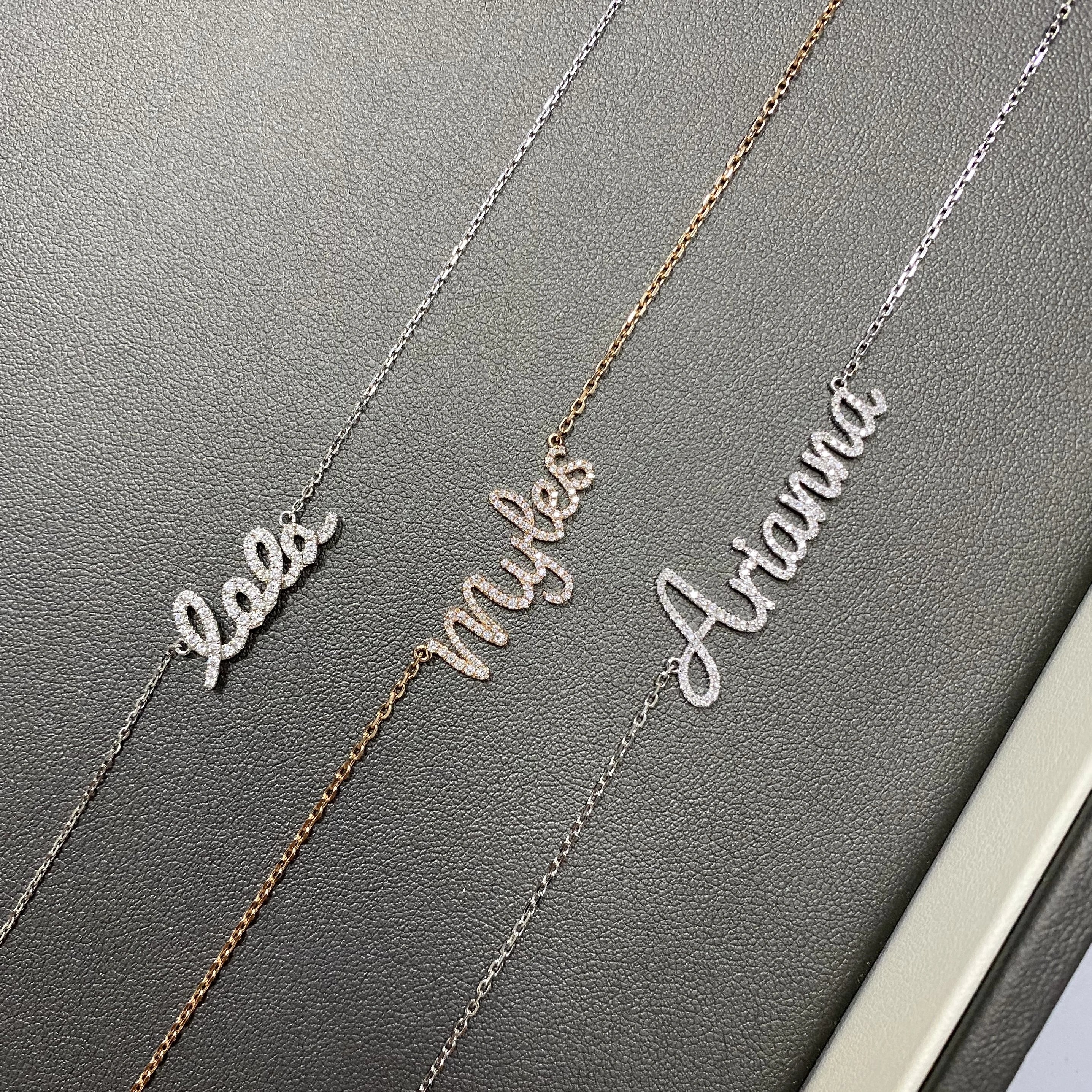 Personalized Diamond Script One Name Necklace