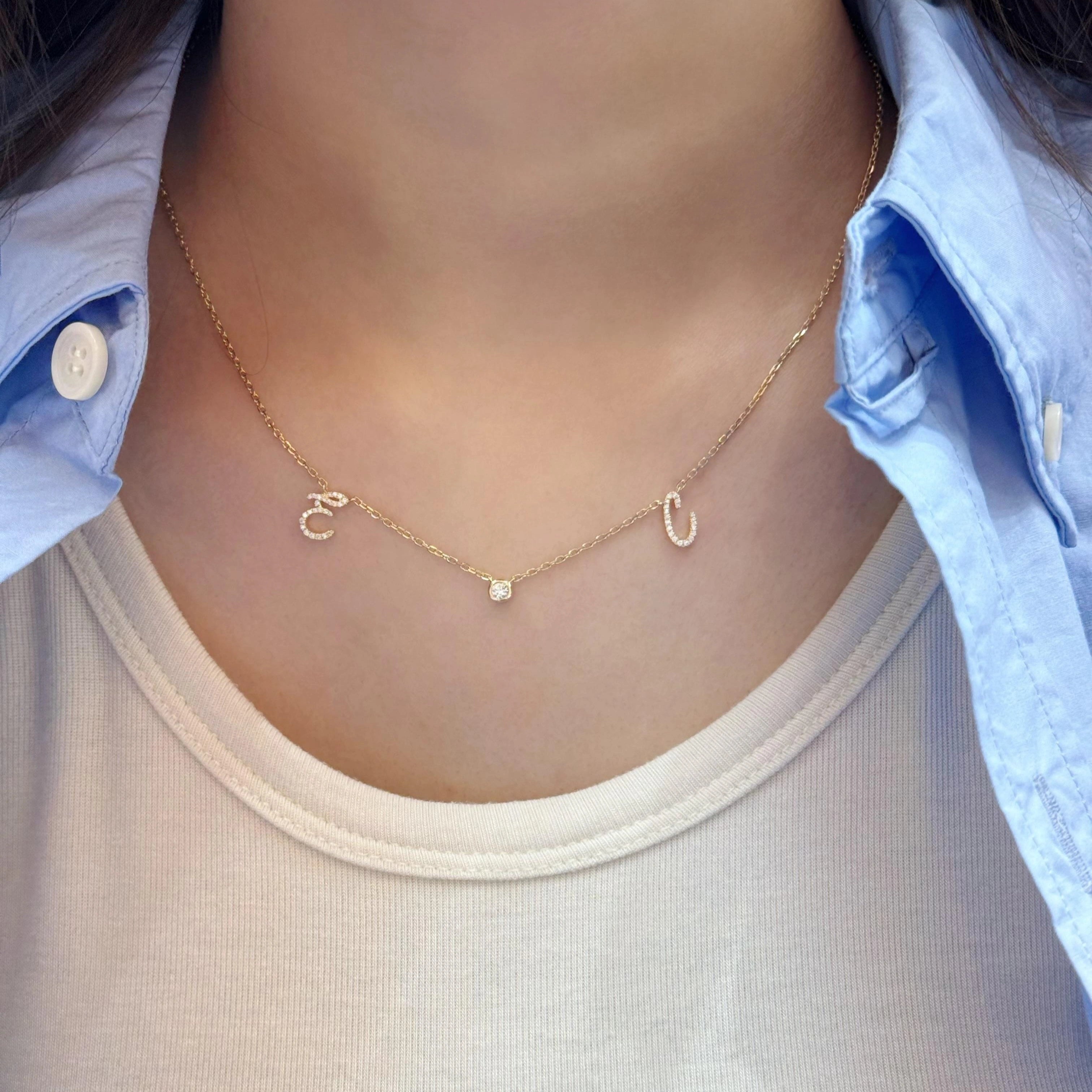 Personalized Two Initial Diamond Necklace