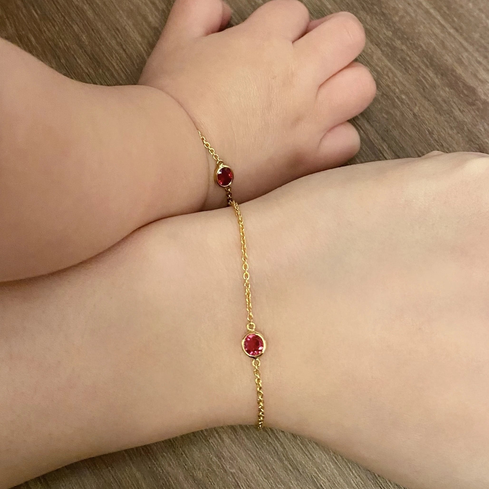 Ruby Birthstone Baby Bracelet