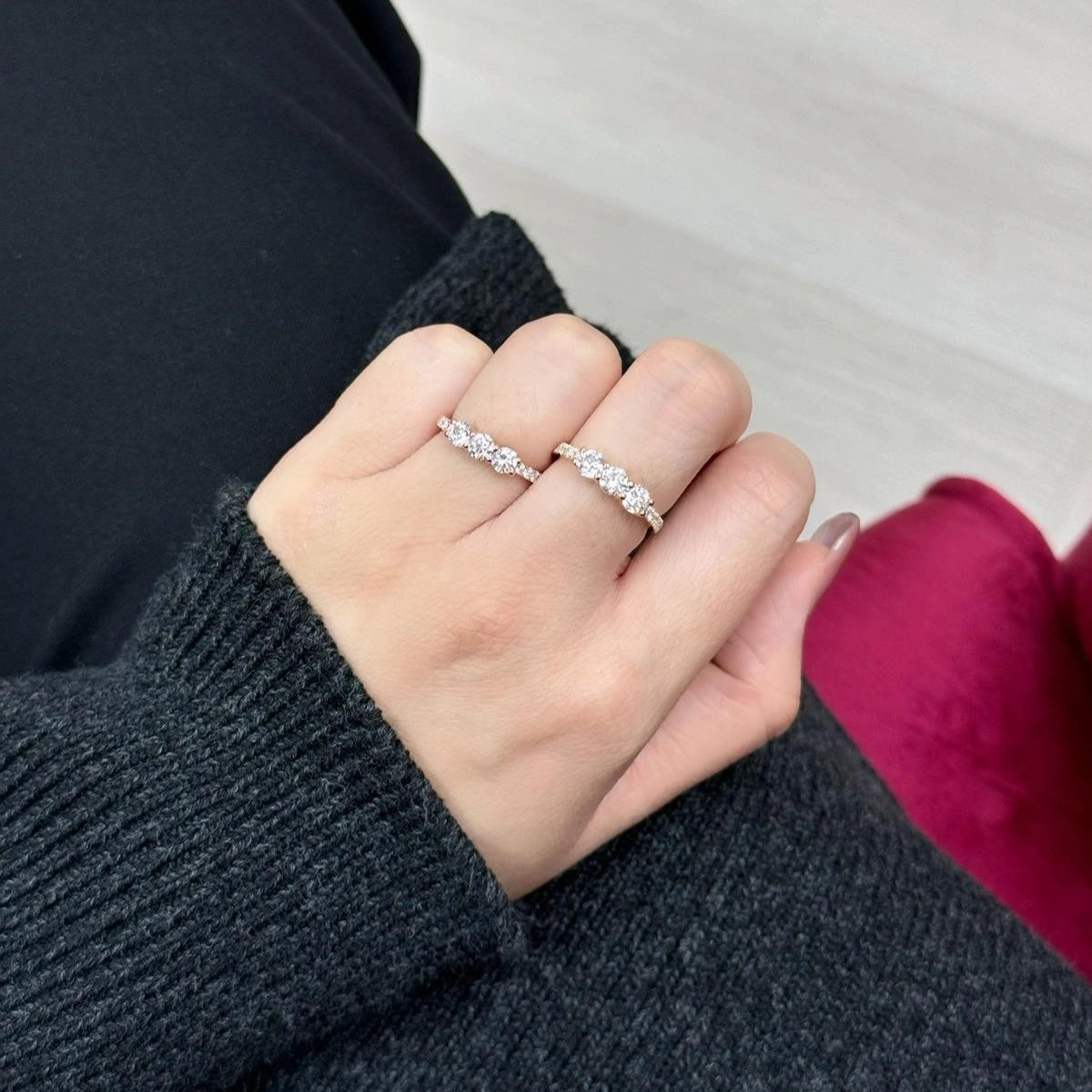 Three Stone Equilibrium Ring