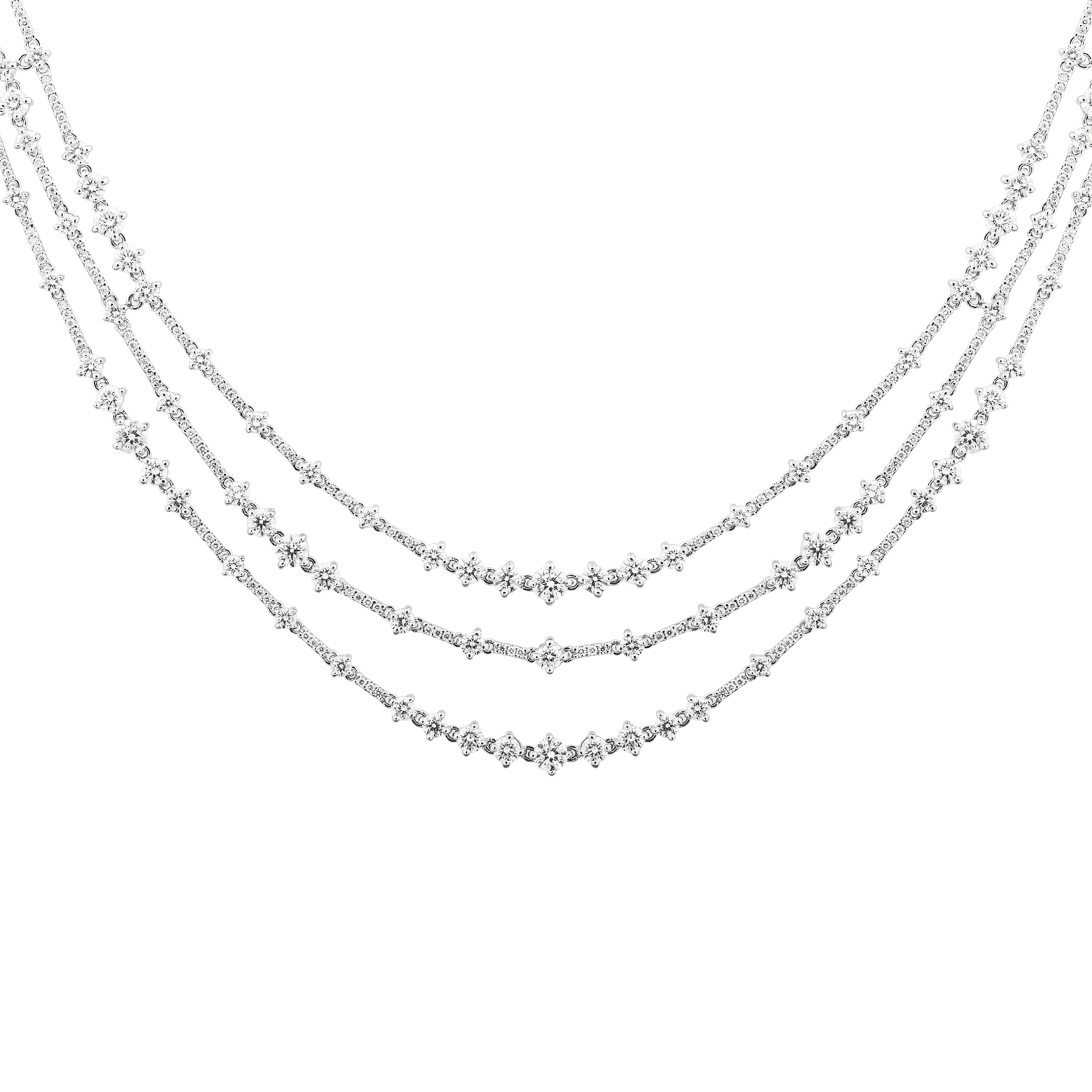 White gold three layered diamond necklace